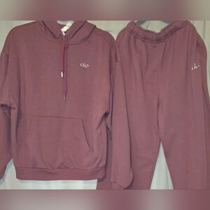 ALO Yoga Matching Set Mulberry,hoodie And Sweatpants